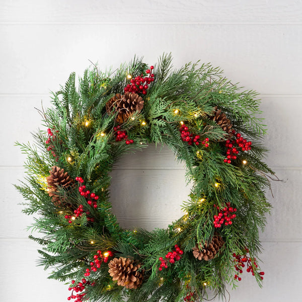 Outdoor Red Berry Pine Foliage